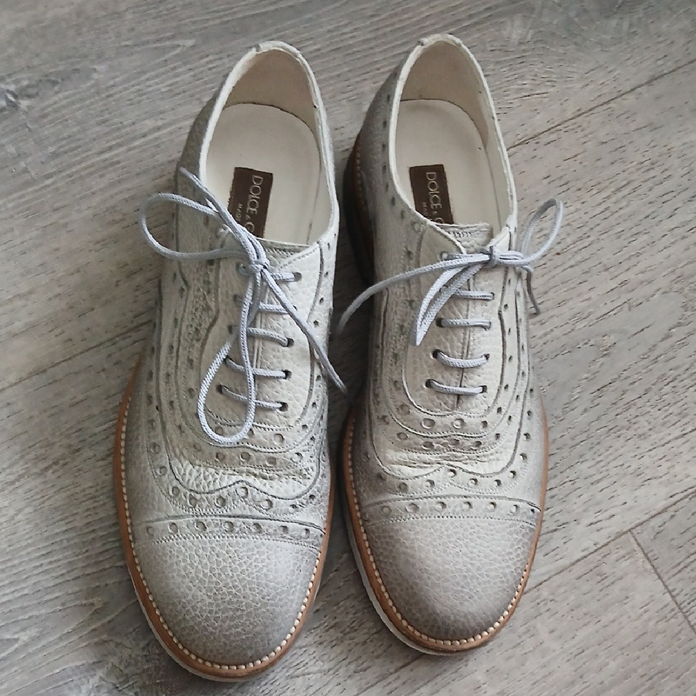 Dolce & Gabbana Gray Brogue Shoes